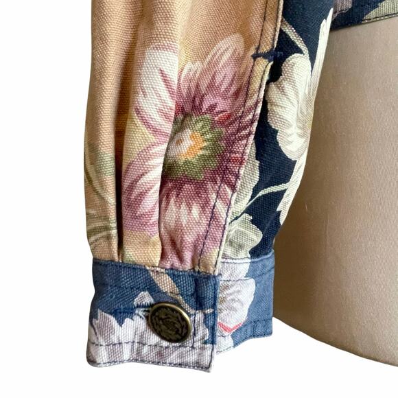 Stonebridge Red Blue Tan Floral Jean Jacket LGp Cottagecore Grannycore Romantic - Picture 5 of 10